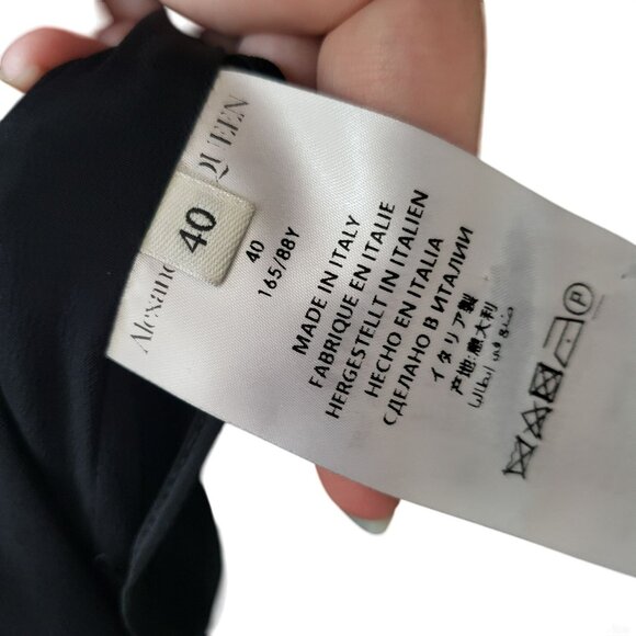 Alexander McQueen Black Pink Ruffle Two Tone Crepe Sheath Dress Punk Goth Glam - Picture 14 of 16